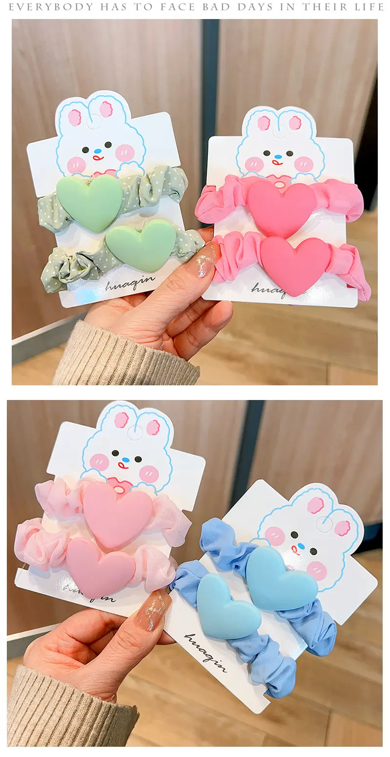 Korean Style Heart & Flower Hair Rings for Girls — feature 3