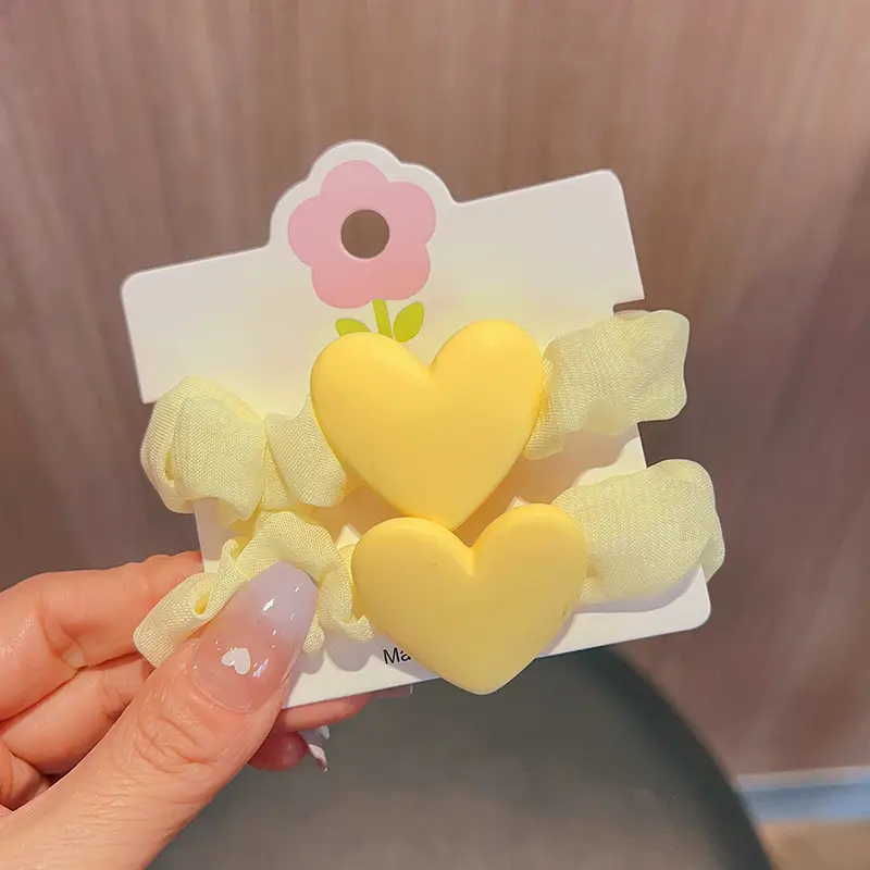 Korean Style Heart & Flower Hair Rings for Girls - Image 3
