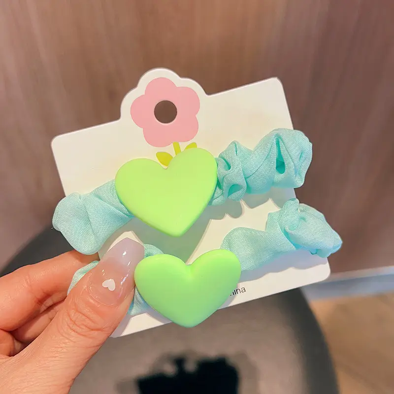 Korean Style Heart & Flower Hair Rings for Girls - Image 4