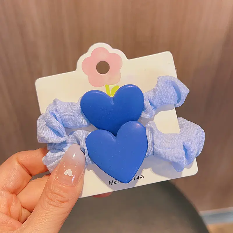Korean Style Heart & Flower Hair Rings for Girls - Image 5