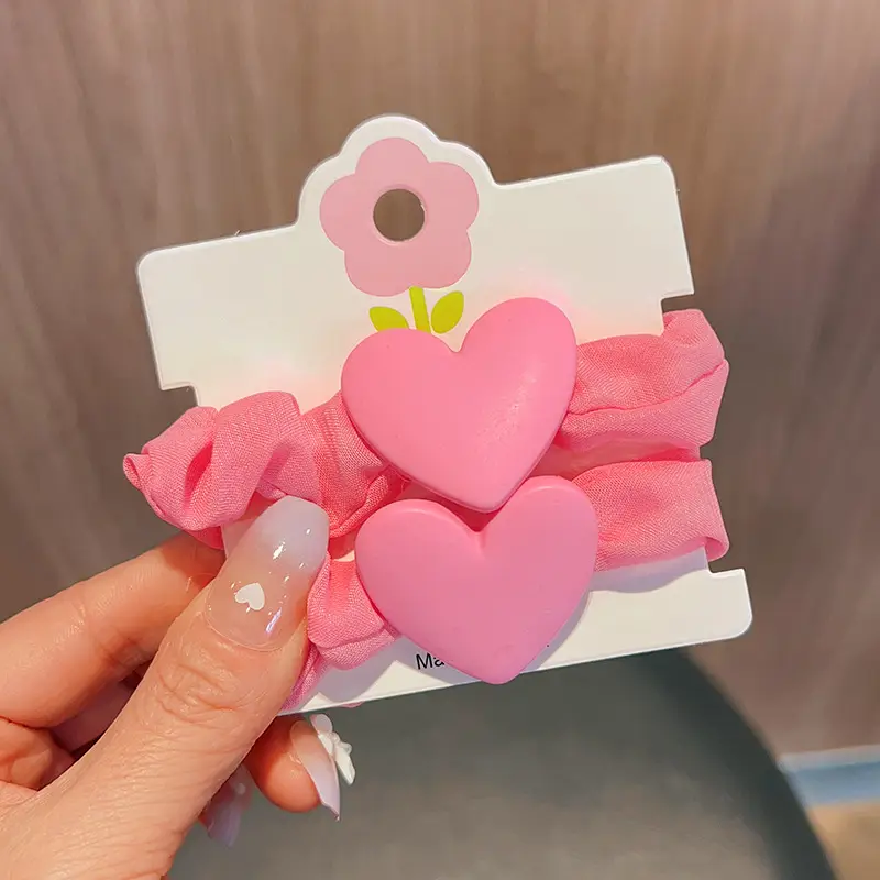 Korean Style Heart & Flower Hair Rings for Girls - Image 6