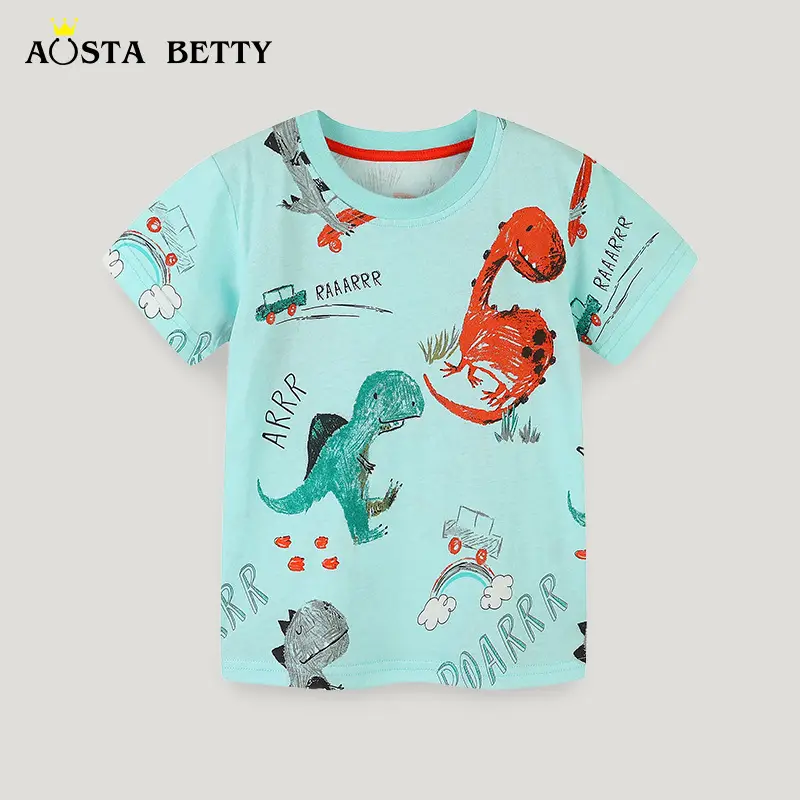 Kids Dinosaur Printed Light Blue T-Shirt Boys Summer Wear - Image 3