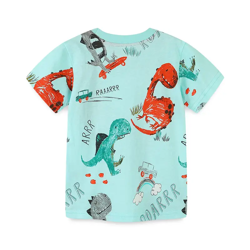Kids Dinosaur Printed Light Blue T-Shirt Boys Summer Wear - Image 4
