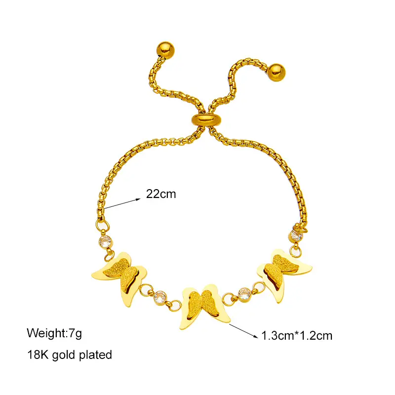 Retro Gold Butterfly Chain Bracelet for Women