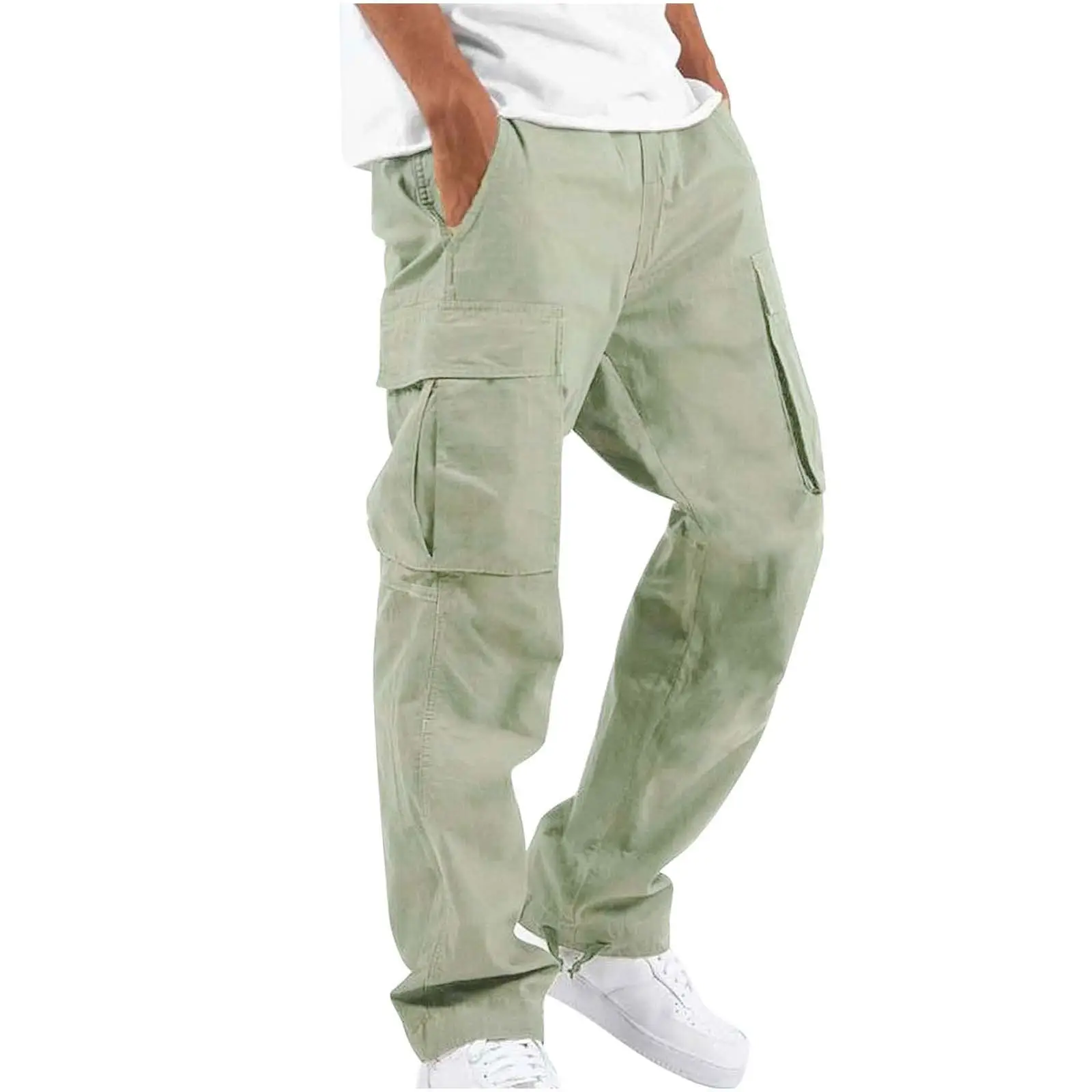 2022 Men Navy Blue Drawstring Multi-Pocket Pants - Image 4