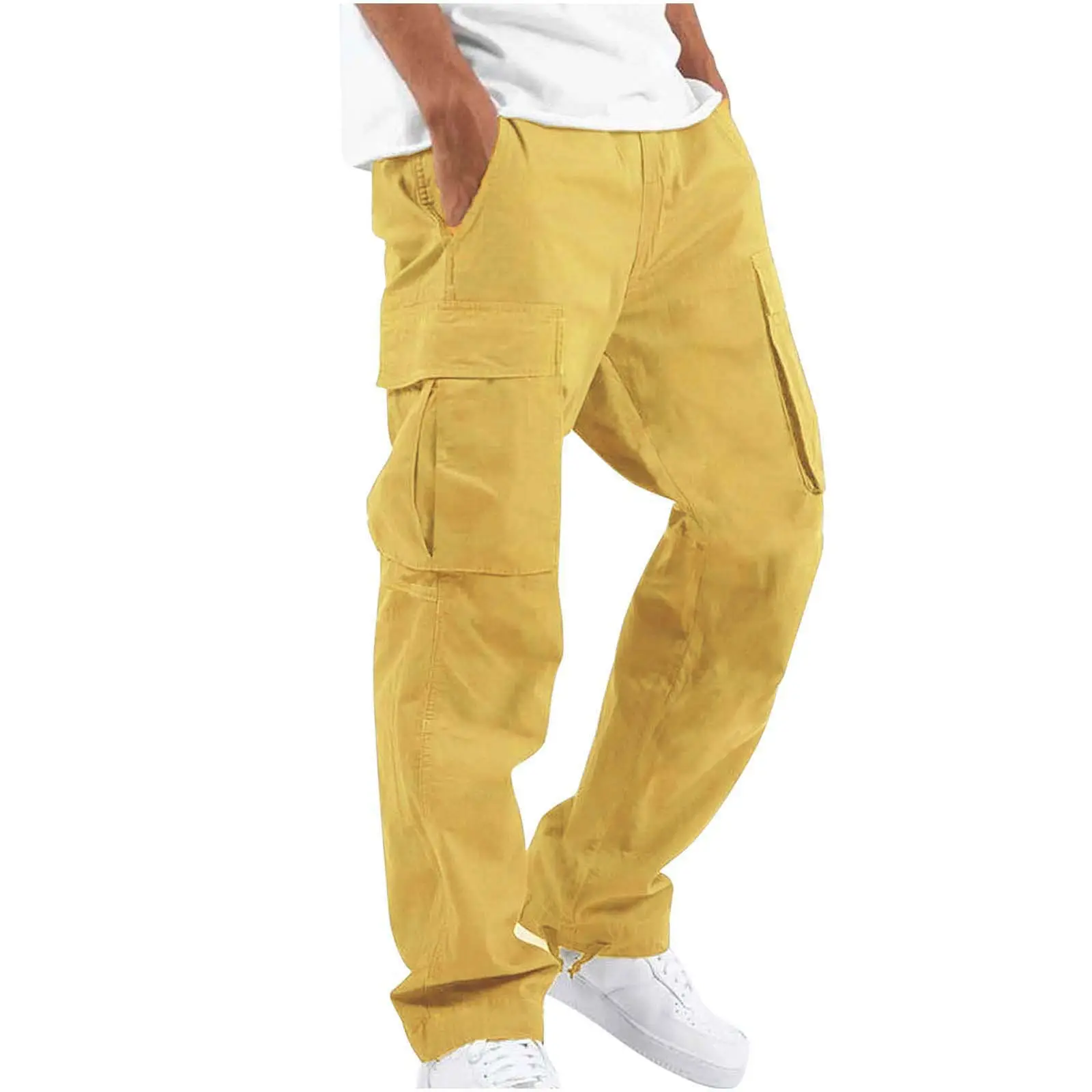 2022 Men Navy Blue Drawstring Multi-Pocket Pants - Image 5
