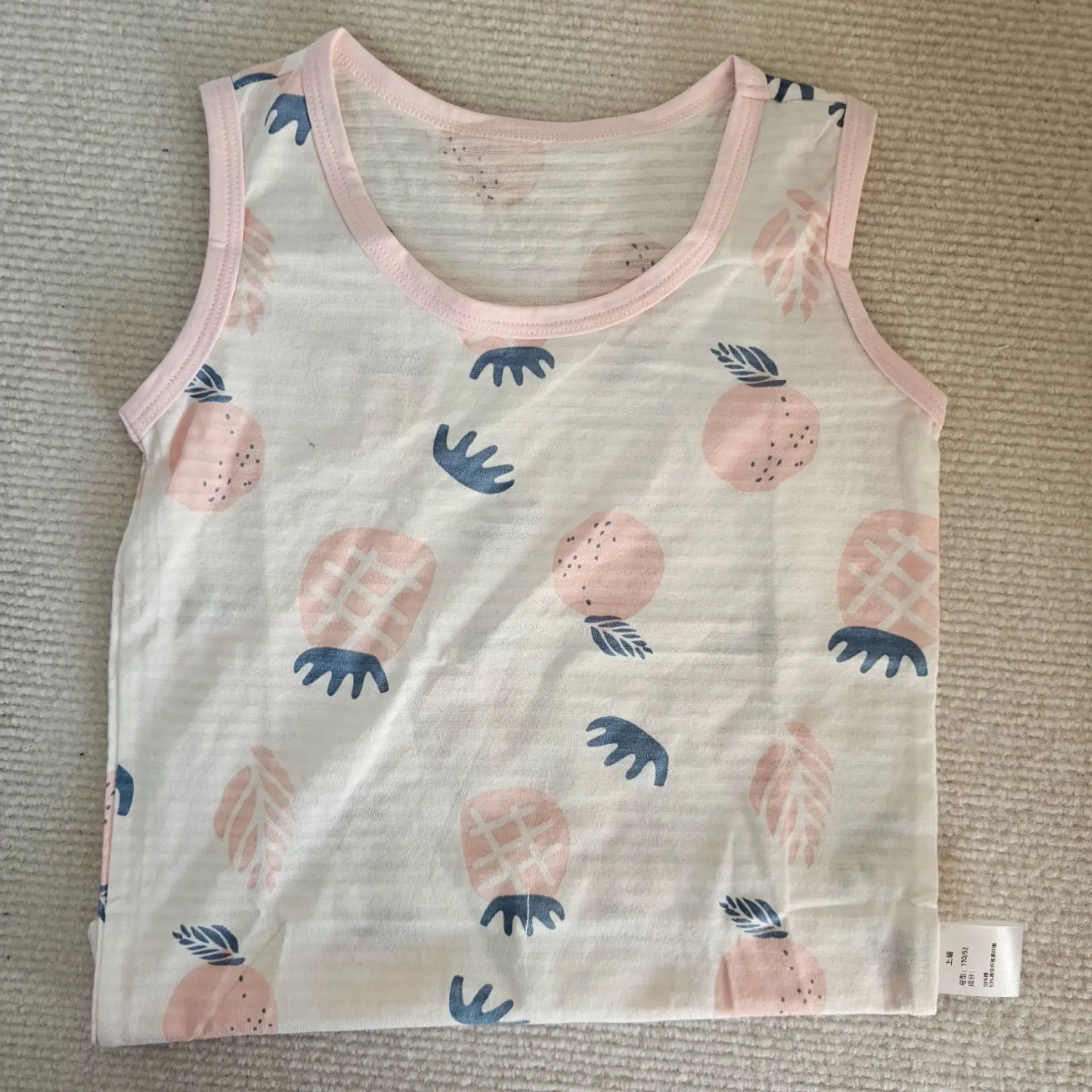 Girls Sleeveless T-Shirt Jacket Summer 2024 Green Cartoon Bottoming - Image 3