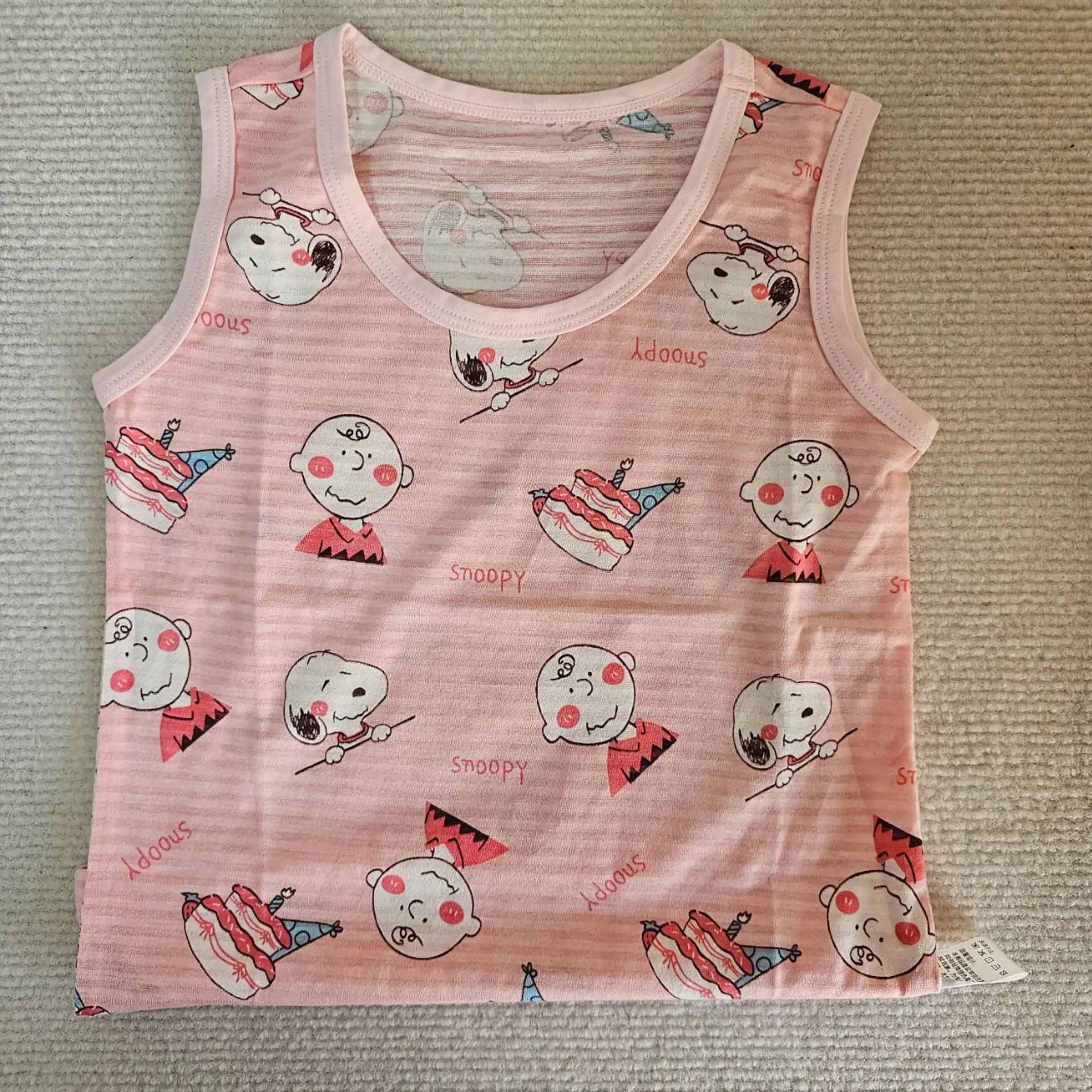 Girls Sleeveless T-Shirt Jacket Summer 2024 Green Cartoon Bottoming - Image 4