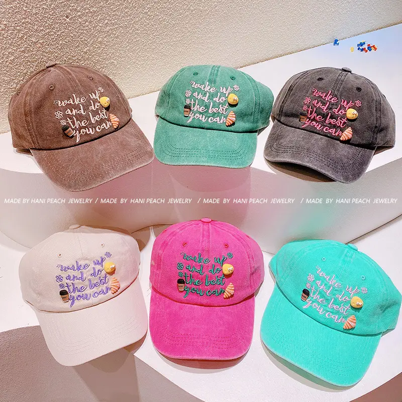 Pink Embroidered Baseball Cap for Girls Spring Summer 2023