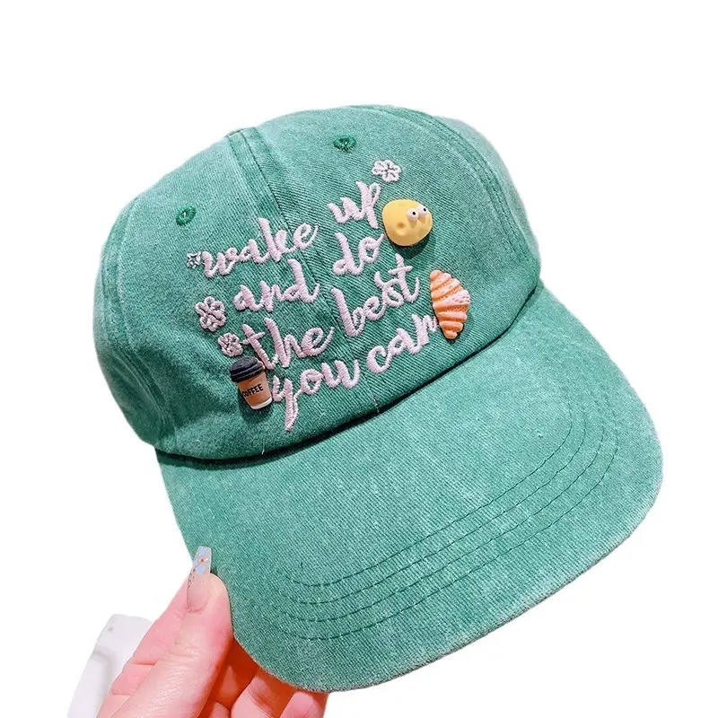 Pink Embroidered Baseball Cap for Girls Spring Summer 2023