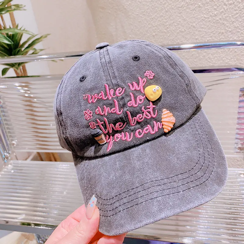 Pink Embroidered Baseball Cap for Girls Spring Summer 2023