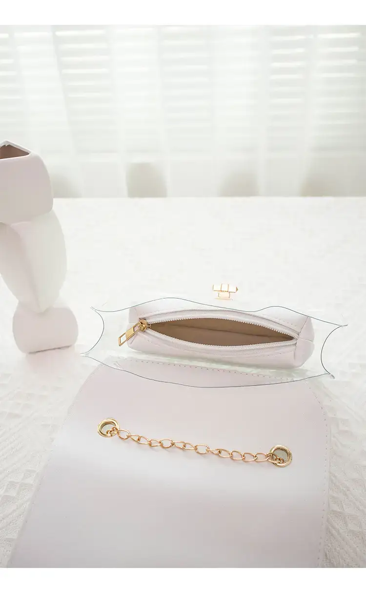 White Antique Embroidered Shoulder Bag with Chain — feature 22