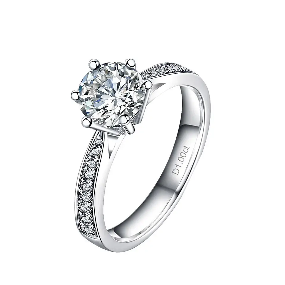 Clearance Platinum Moissanite Six-Claw Ring for Women - Image 5
