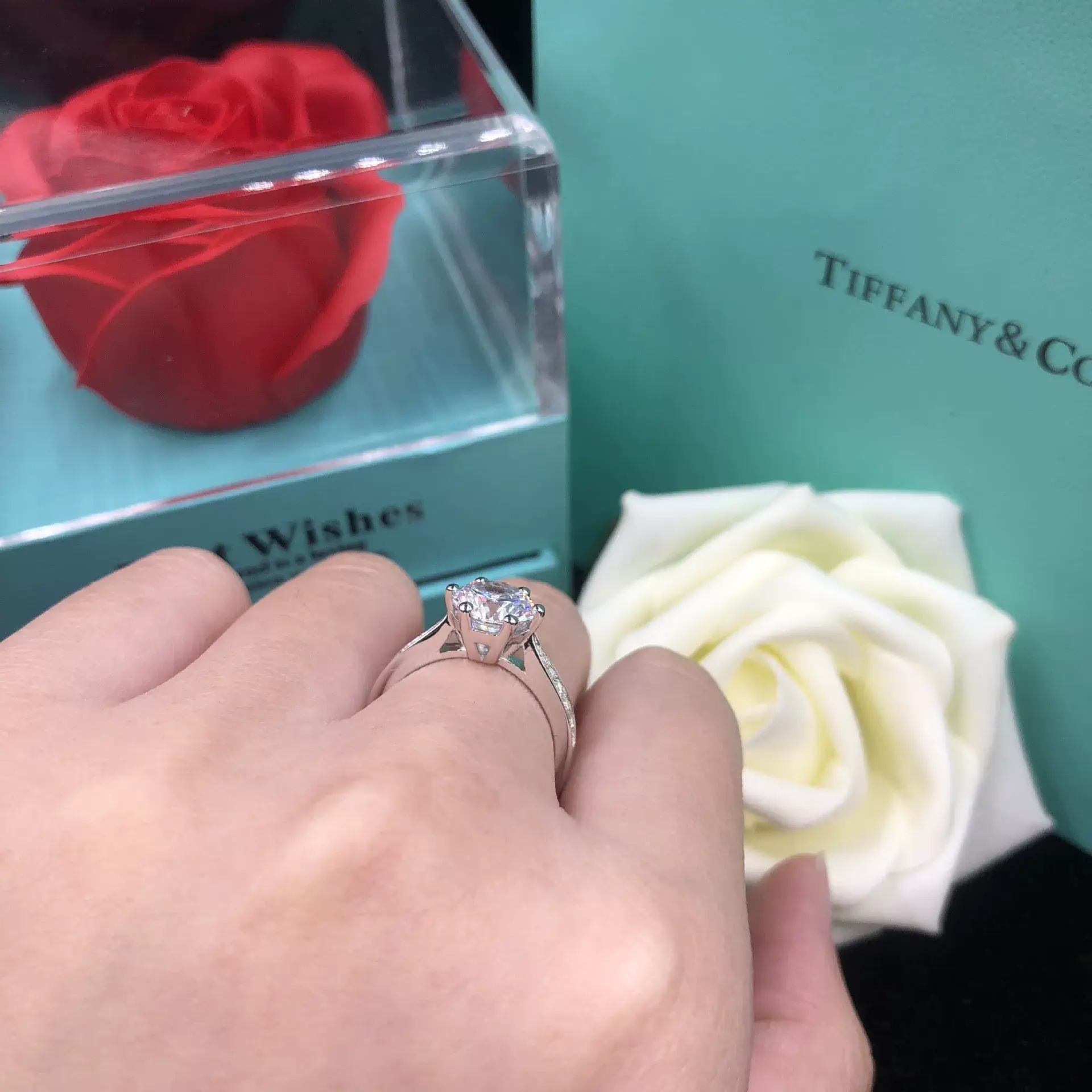 Clearance Platinum Moissanite Six-Claw Ring for Women — feature 10