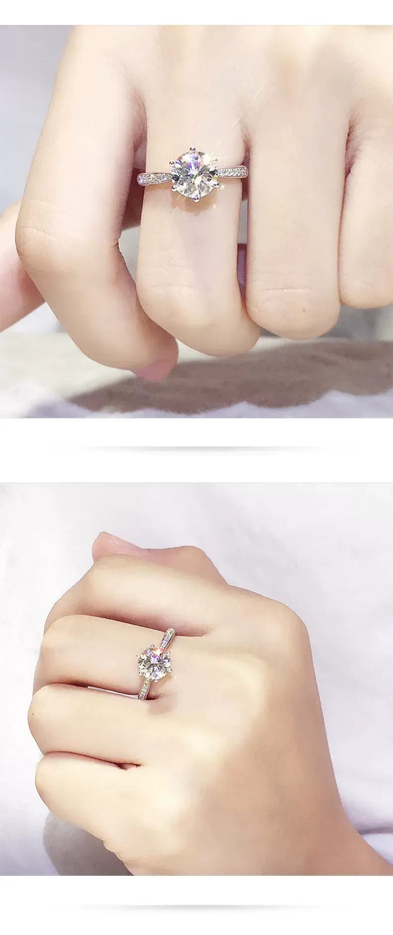 Clearance Platinum Moissanite Six-Claw Ring for Women — feature 22