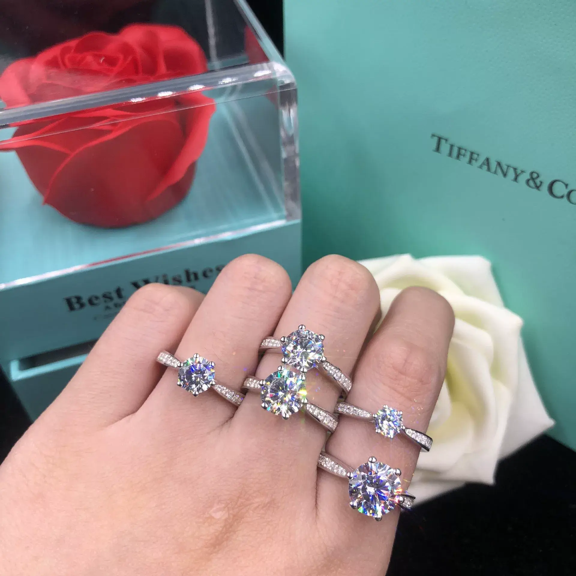 Clearance Platinum Moissanite Six-Claw Ring for Women — feature 7