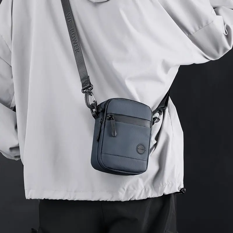 Men's Black Mini Shoulder Bag with Mobile Pocket - Image 7