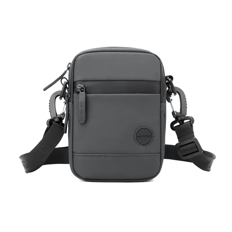 Men's Black Mini Shoulder Bag with Mobile Pocket - Image 2