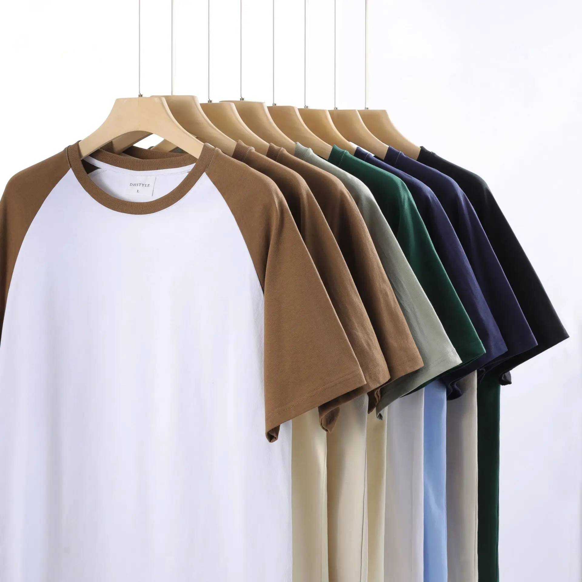Men's Cotton Raglan T-Shirt 245g Heavy Green White