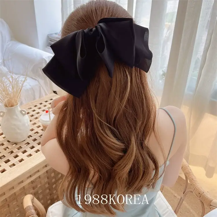 Red Satin Bow Hairpin for Women — feature 3