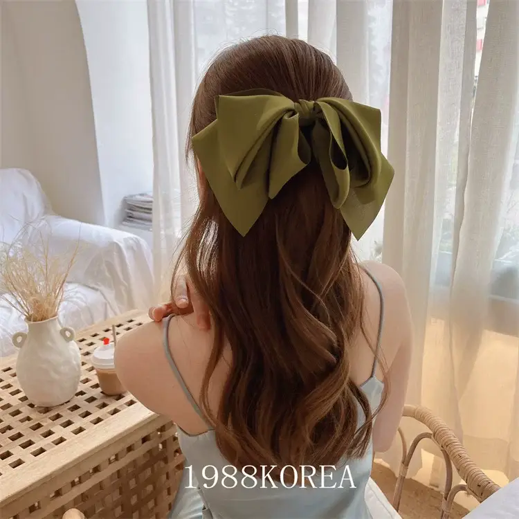 Red Satin Bow Hairpin for Women — feature 5