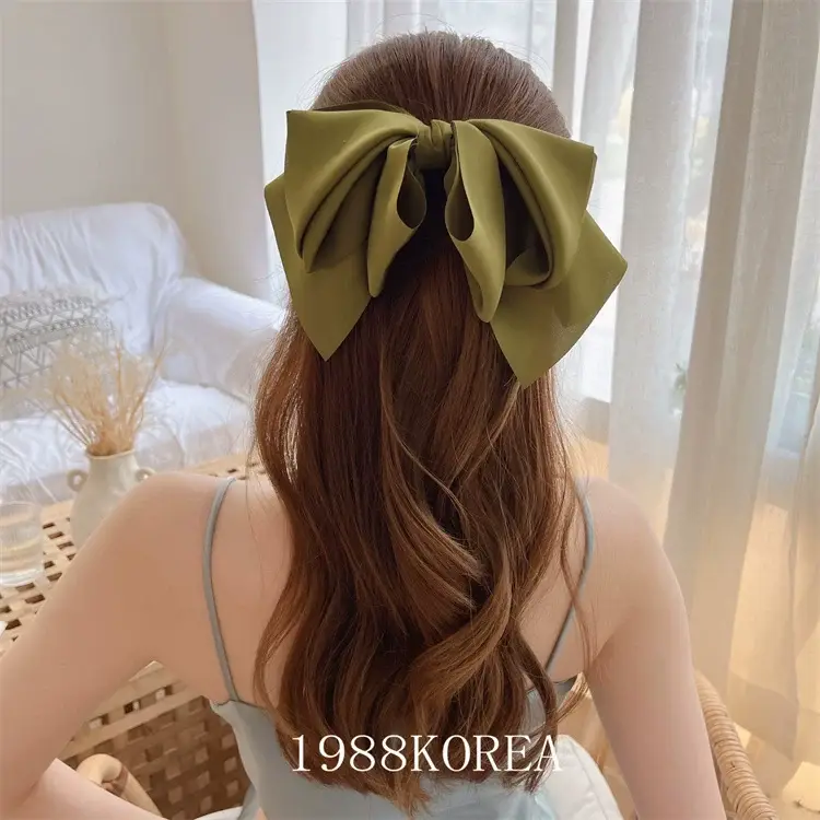 Red Satin Bow Hairpin for Women — feature 6