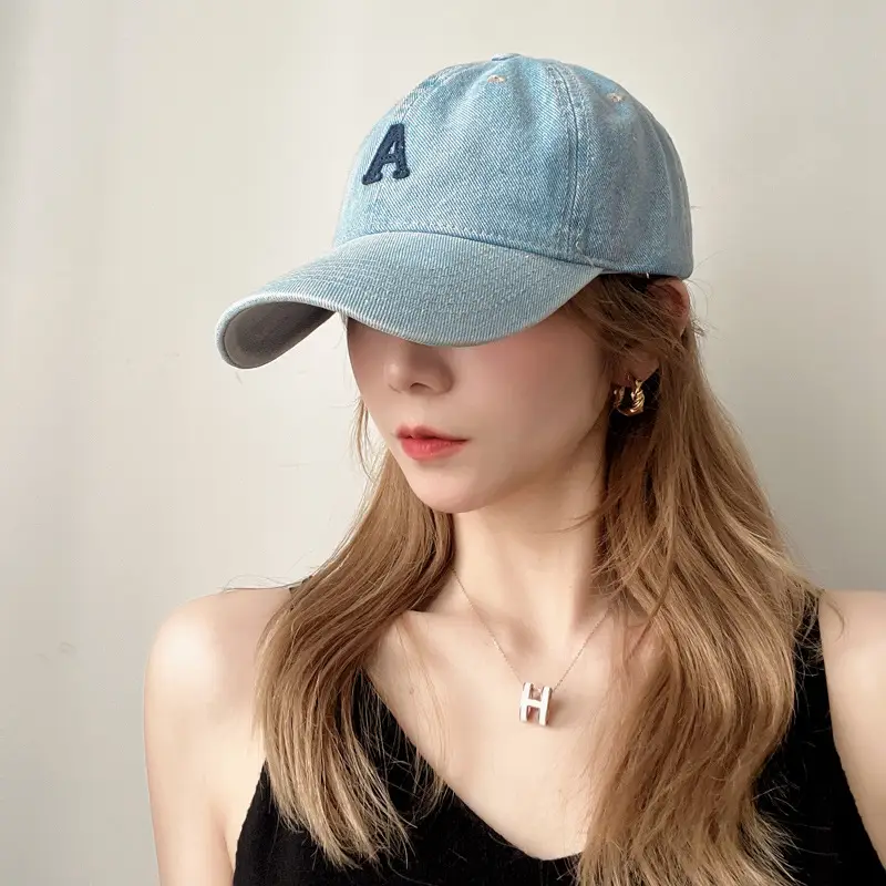 Women's Blue Denim Duck Cap with Curved Eave - Image 5