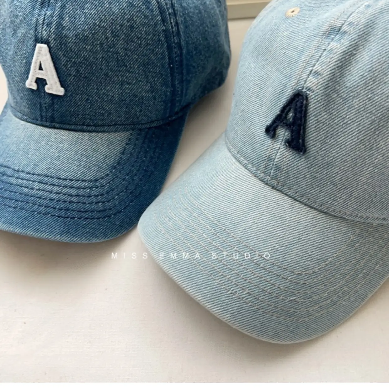 Women's Blue Denim Duck Cap with Curved Eave — feature 13