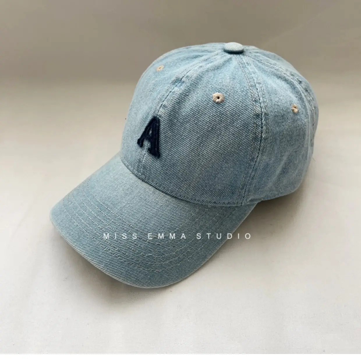 Women's Blue Denim Duck Cap with Curved Eave — feature 15