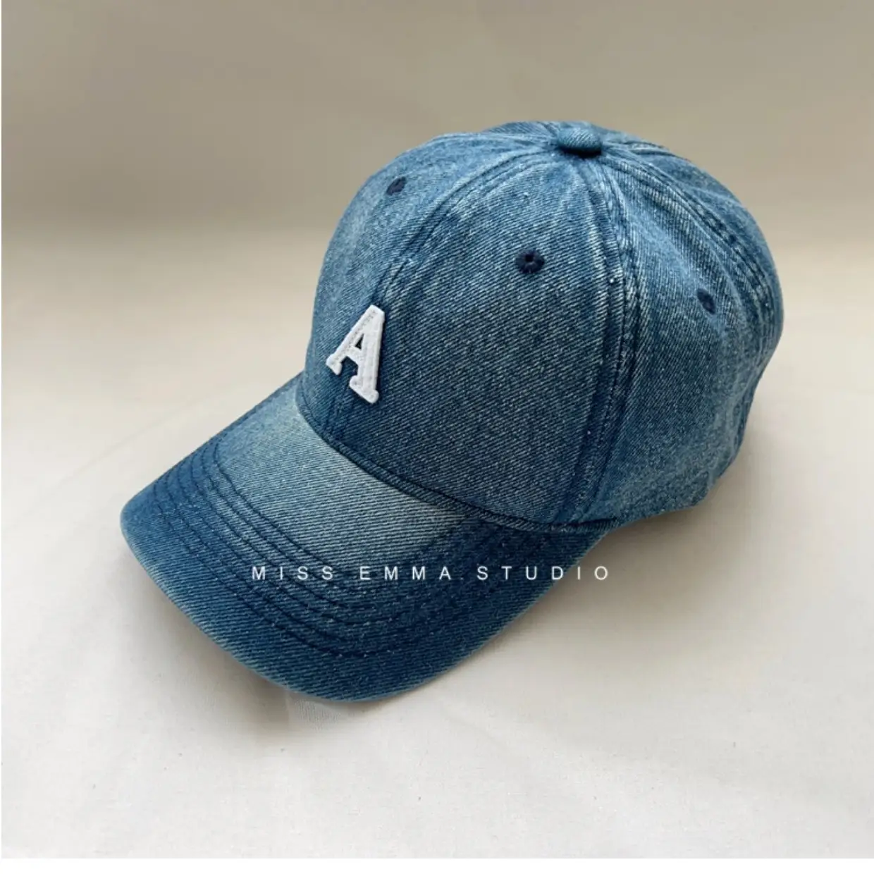 Women's Blue Denim Duck Cap with Curved Eave — feature 16