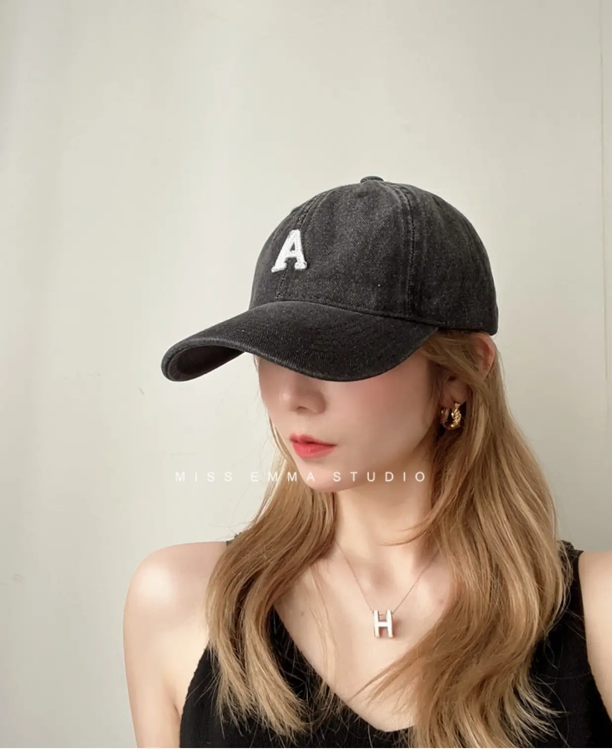 Women's Blue Denim Duck Cap with Curved Eave — feature 6