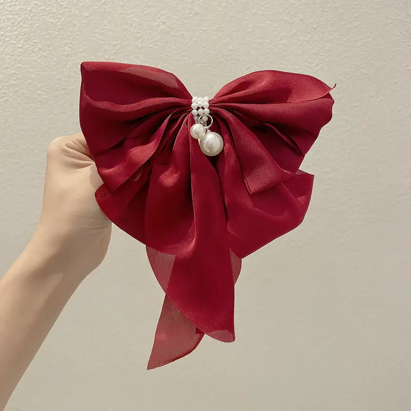 Oversized Pearl Bow Hairpin Clip White - Image 4