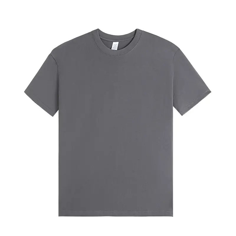 Men Cotton T-Shirt Light Purple Loose Sleeve Crewneck