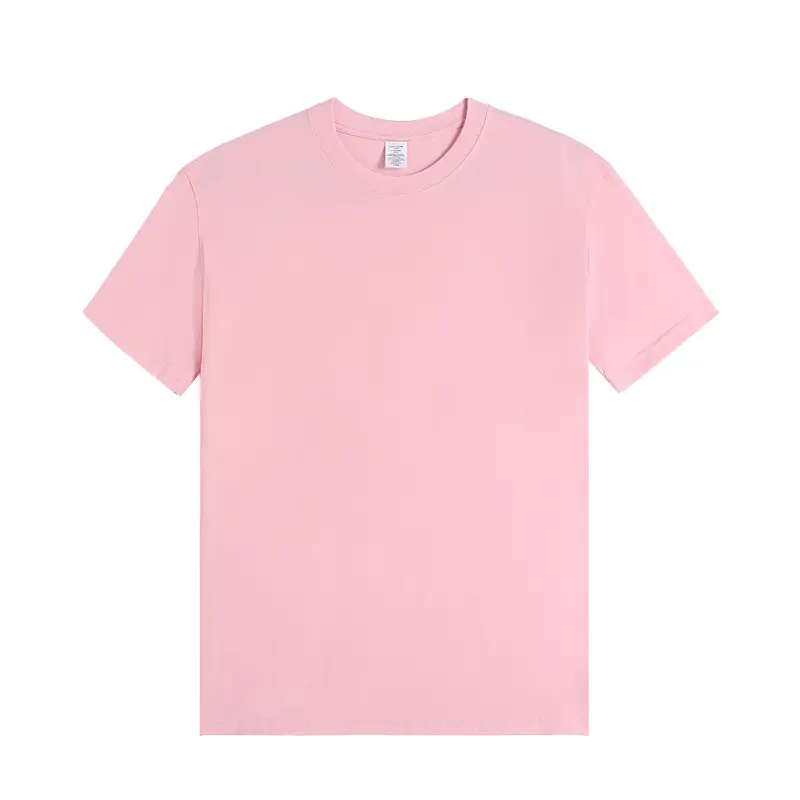 Men Cotton T-Shirt Light Purple Loose Sleeve Crewneck