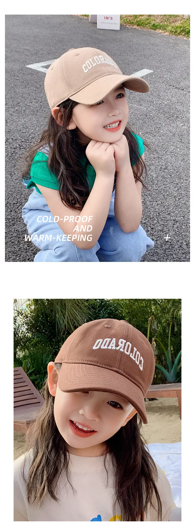 Children's Beige Embroidered Baseball Cap Summer Wear — feature 14