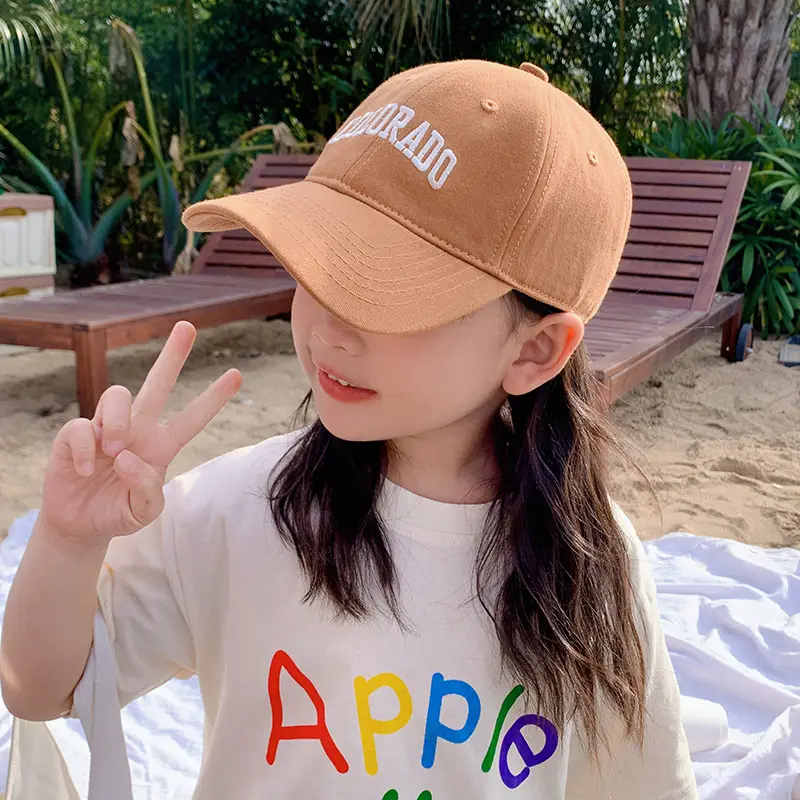 Children's Beige Embroidered Baseball Cap Summer Wear - Image 2
