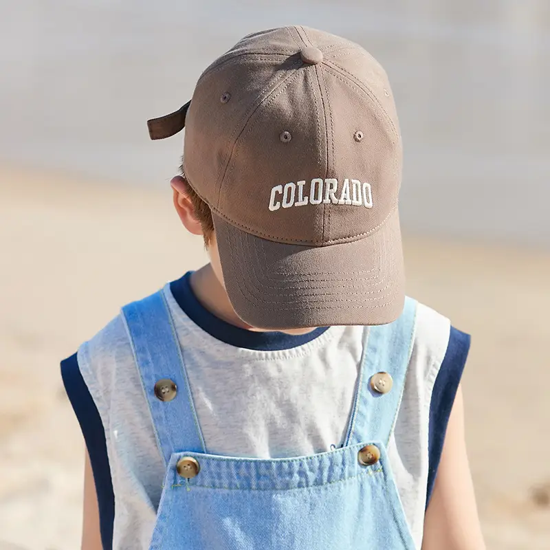 Children's Beige Embroidered Baseball Cap Summer Wear - Image 3