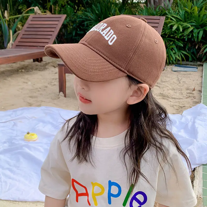 Children's Beige Embroidered Baseball Cap Summer Wear - Image 4