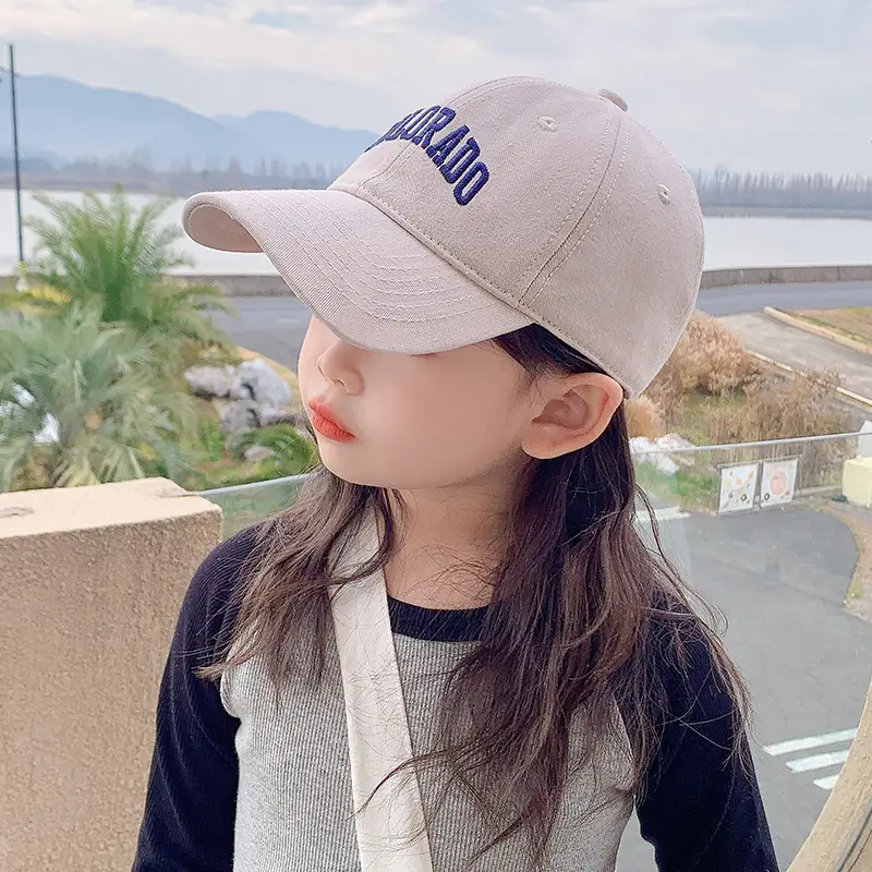 Children's Beige Embroidered Baseball Cap Summer Wear - Image 5