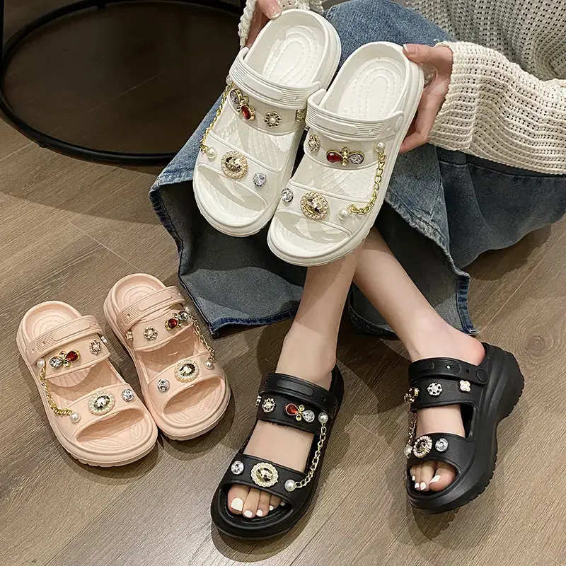 2023 cross-border summer new women's platform height increasing sandals DIY parent-child high heel foreign trade hot sandals wholesale