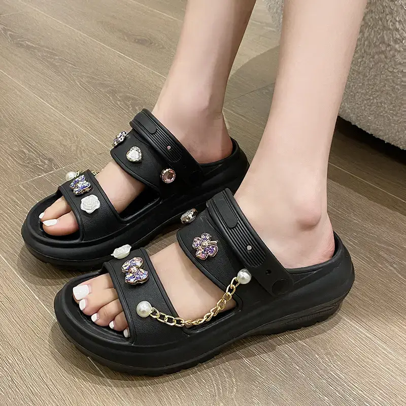 2023 cross-border summer new women's platform height increasing sandals DIY parent-child high heel foreign trade hot sandals wholesale