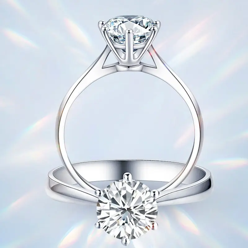 Clearance Mosan Diamond Moissanite Ring Women's 18K Platinum Wedding Ring