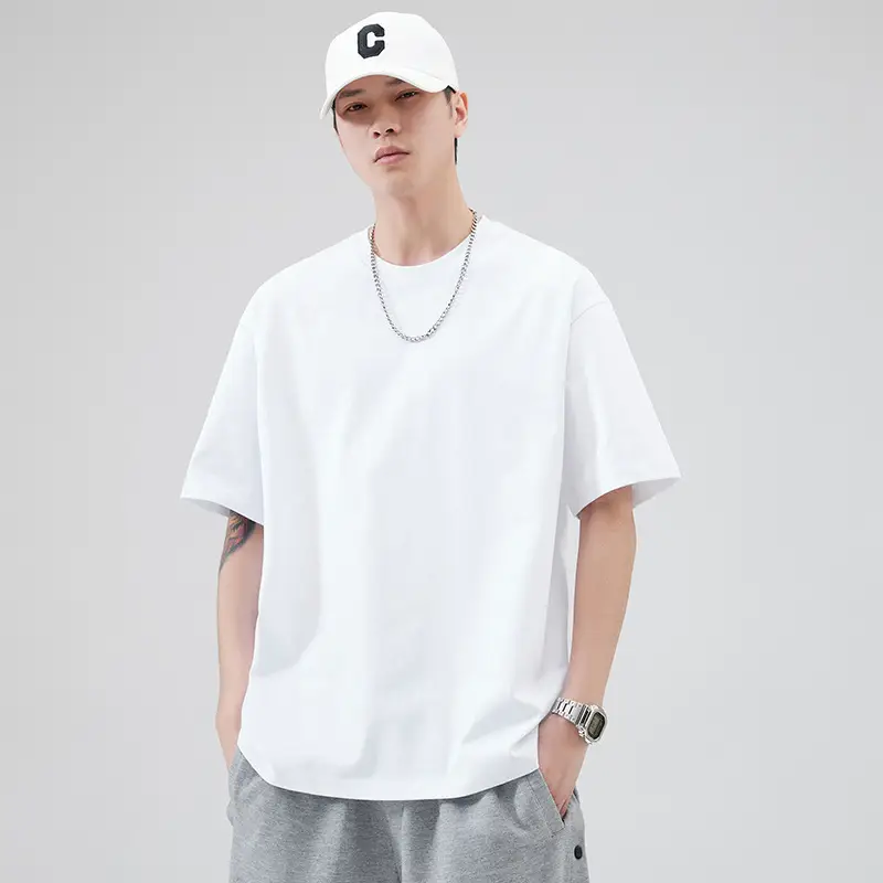 Men's Pure Cotton Summer T-Shirt Orange Loose Crewneck - Image 8
