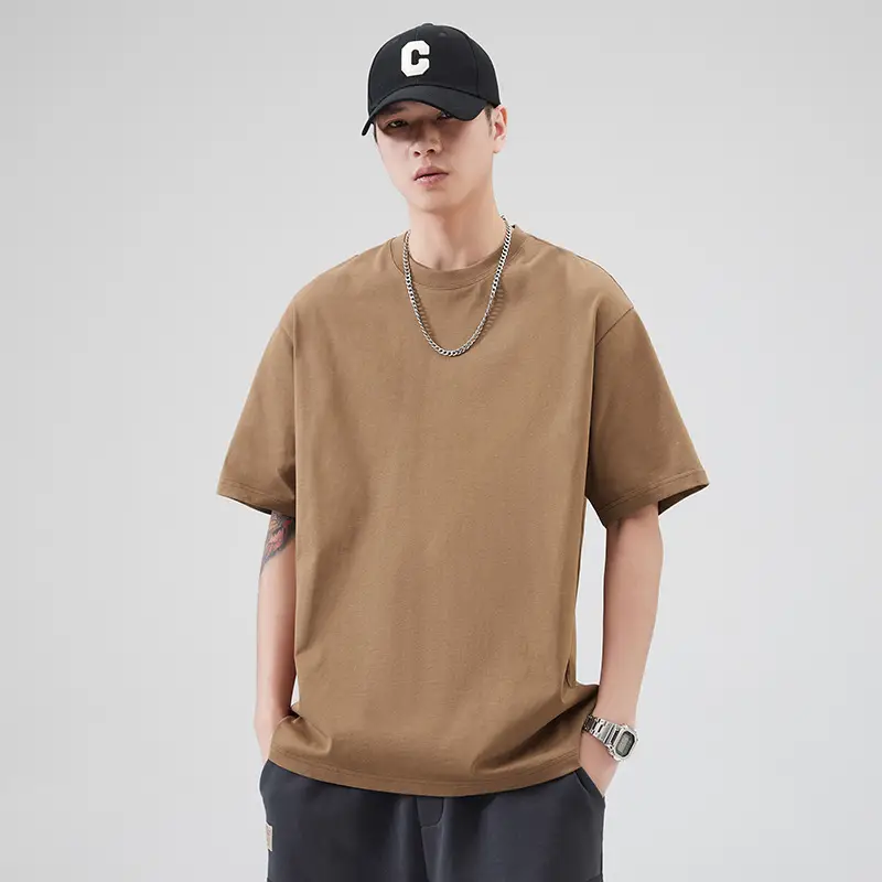 Men's Pure Cotton Summer T-Shirt Orange Loose Crewneck - Image 9