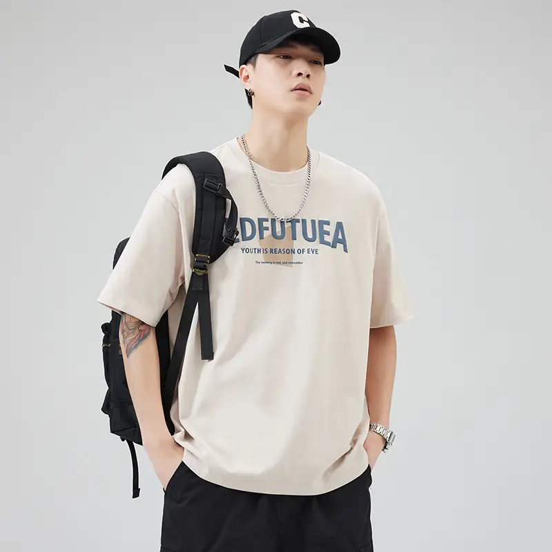 Men's Pure Cotton Summer T-Shirt Orange Loose Crewneck — feature 14