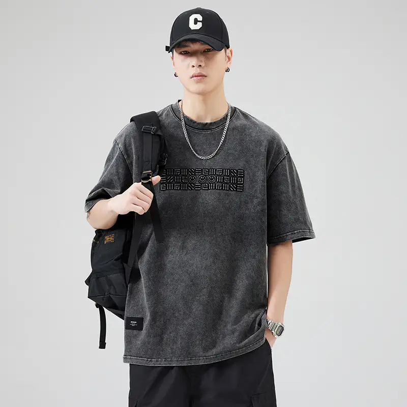 Men's Pure Cotton Summer T-Shirt Orange Loose Crewneck — feature 24