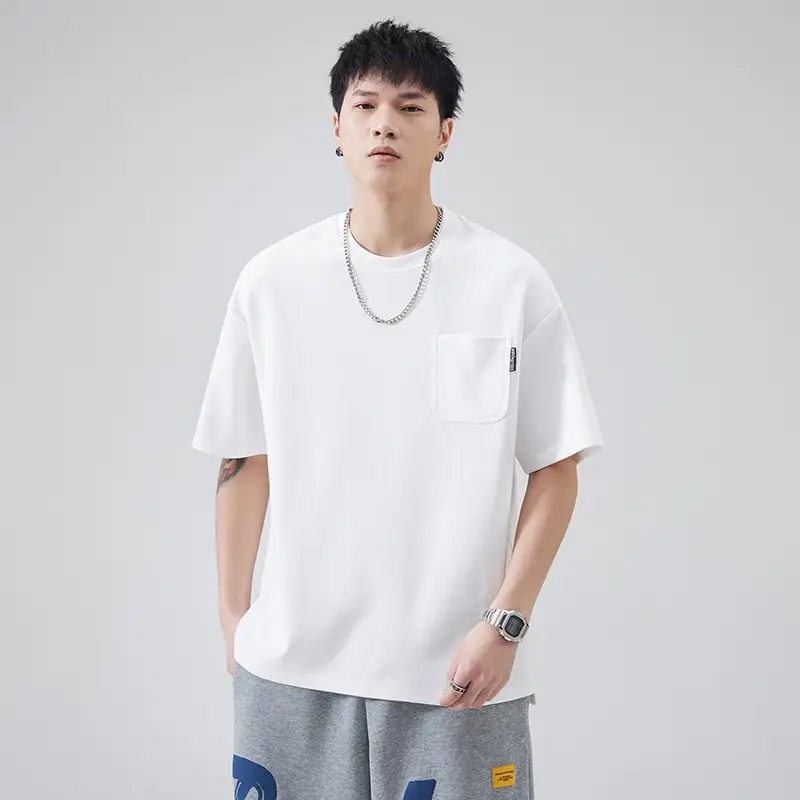 Men's Pure Cotton Summer T-Shirt Orange Loose Crewneck — feature 30