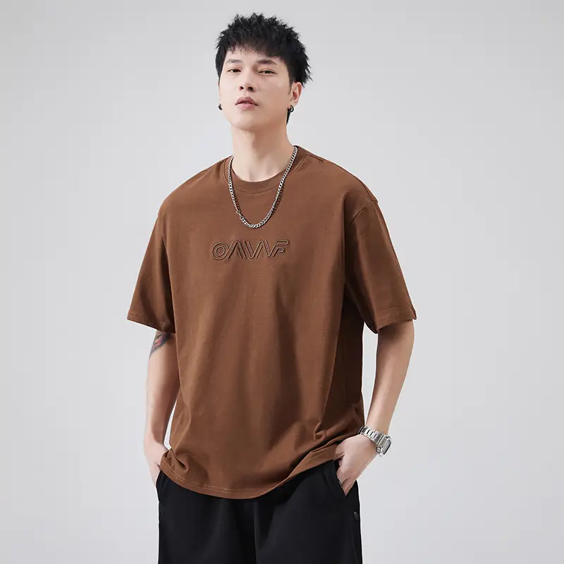 Men's Pure Cotton Summer T-Shirt Orange Loose Crewneck — feature 44
