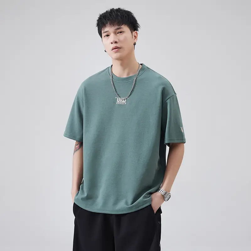 Men's Pure Cotton Summer T-Shirt Orange Loose Crewneck — feature 60