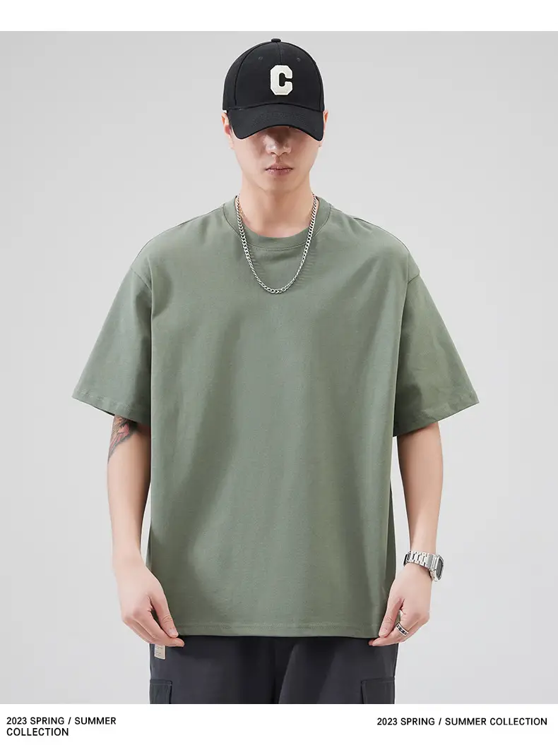 Men's Pure Cotton Summer T-Shirt Orange Loose Crewneck — feature 71